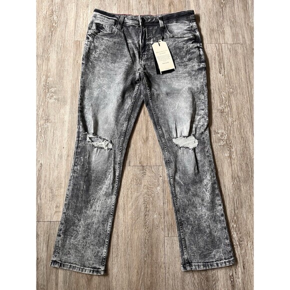 Six Lincoln NY Distressed Jeans Mens Size 34x30 Slim Fit Premium Cotton $72 - Picture 1 of 5
